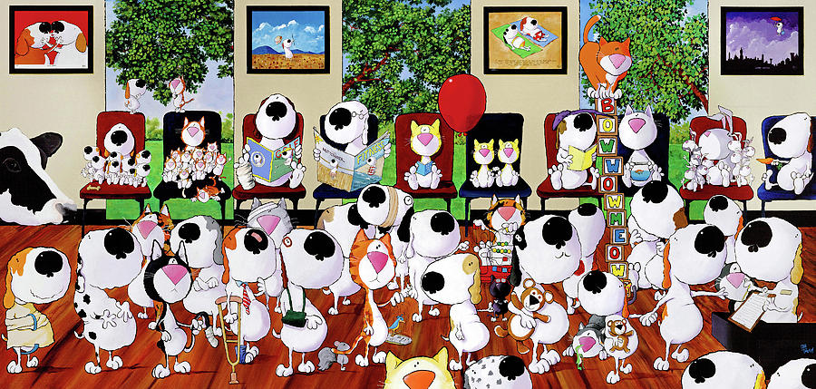 Dog Painting - The Waiting Room by Jim Tweedy
