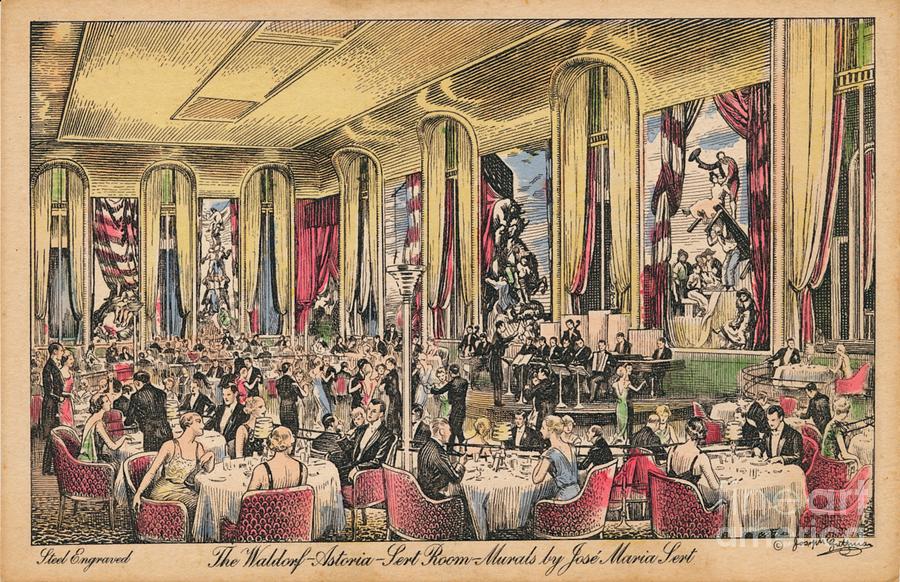 The Waldorf Astoria, Sert Room, Murals Drawing by Print Collector