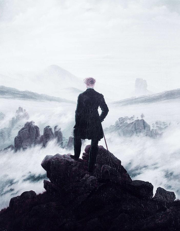 Portrait Painting - The Wanderer Above The Sea Of Fog by Caspar David Friedrich -  infrared version by Celestial Images