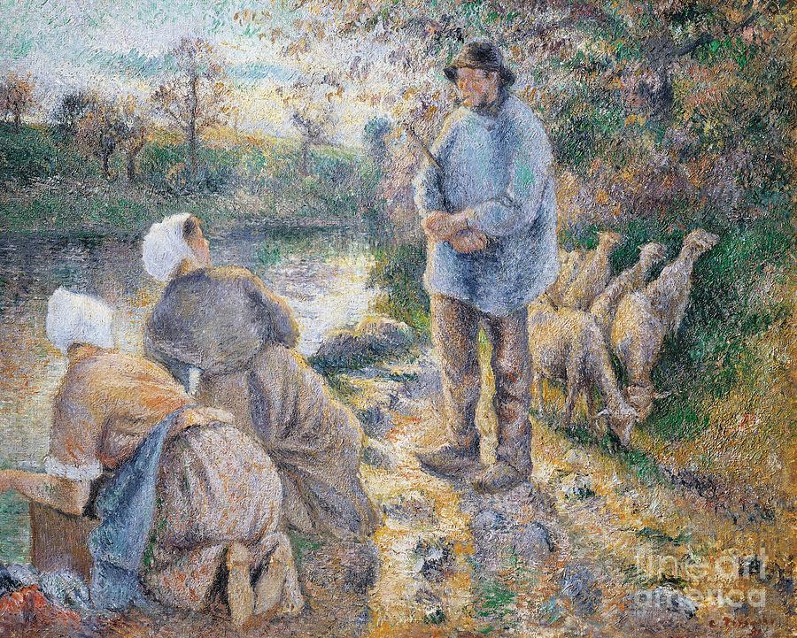 The Washerwomen By Camille Pissarro, 1881, Oil On Canvas Painting by Camille Pissarro