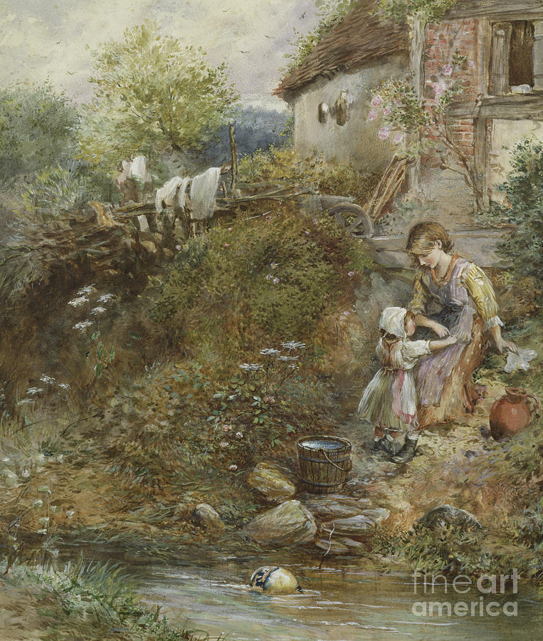 The Washing Day  Painting by Myles Birket Foster
