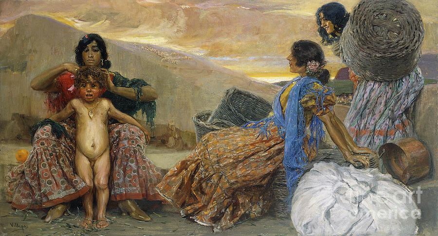 The Washing Of Curriyo 1909 Painting by Jose Villegas Y Cordero