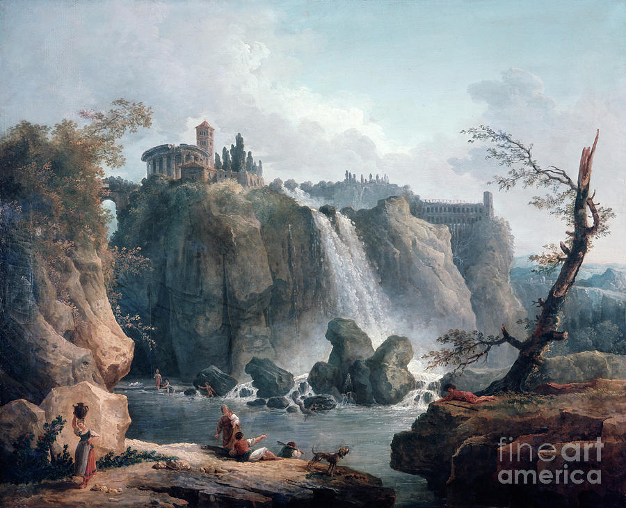 The Waterfall At Tivoli, 18thearly 19th Drawing by Print Collector