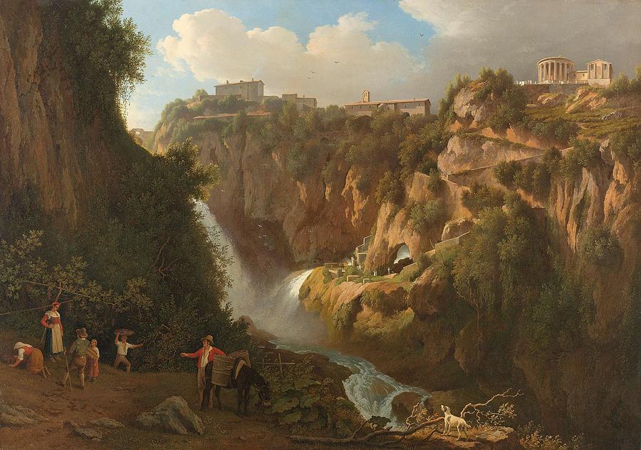The Waterfall at Tivoli. De waterval van Tivoli. Painting by Abraham Teerlink -1776-1857-