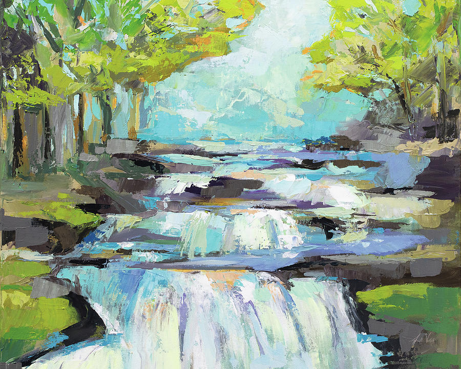 Landscape Painting - The Waterfall by Jeanette Vertentes