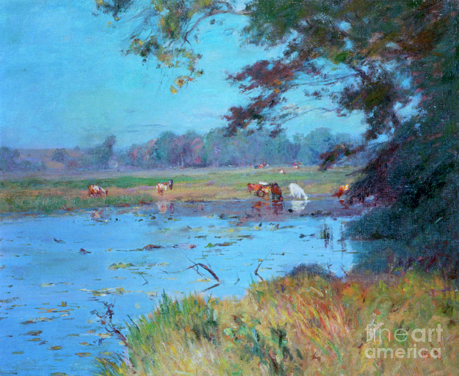The Watering Pond, C1868-1917. Artist Drawing by Print Collector