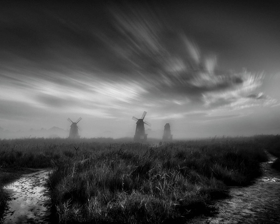 Black And White Photograph - The Way To The Windmill by Charles Andrew Saswinanto