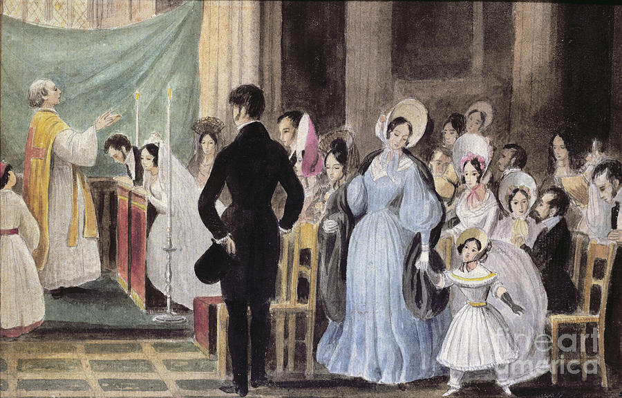 19th Century Painting - The Wedding Ceremony, C.1830 by French School