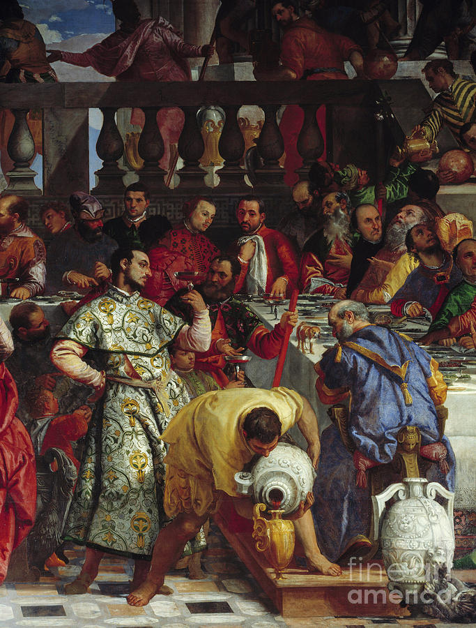 The Wedding Of Cana, Detail, The Wine Painting by Paolo Veronese