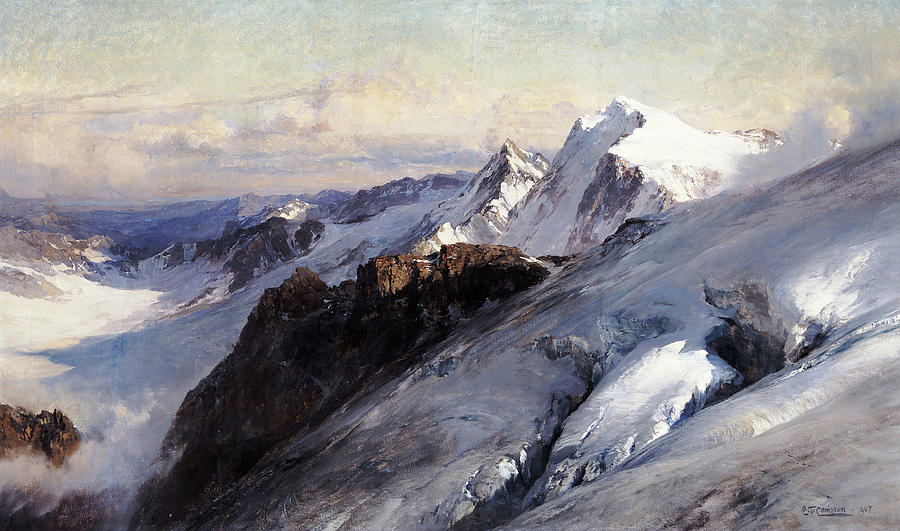 The Weissmies seen from the Lagginhorn Painting by Edward Theodore Compton