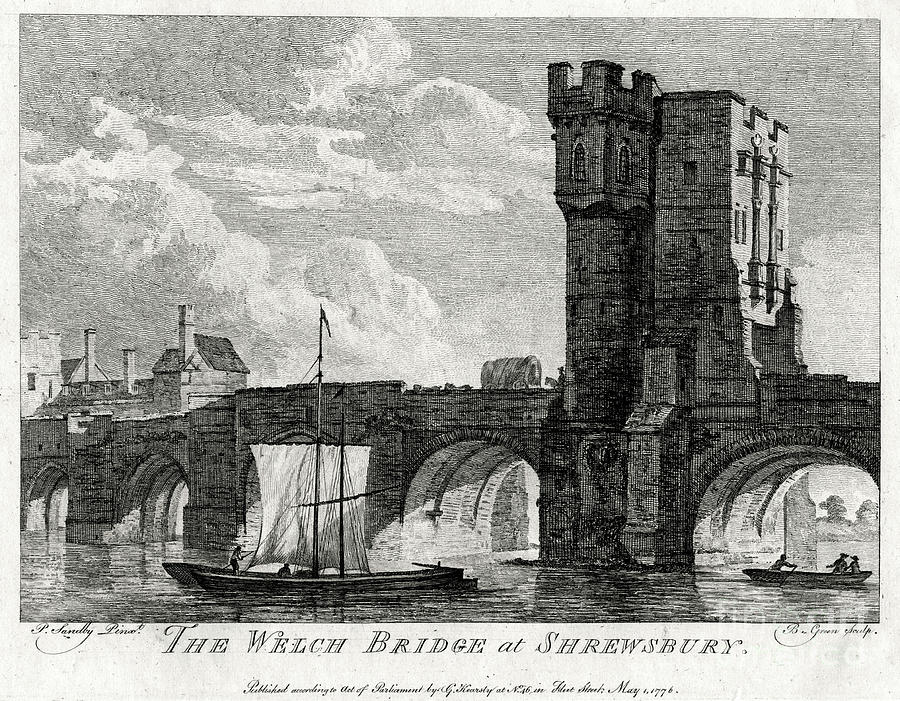 The Welch Bridge At Shrewsbury Drawing by Print Collector