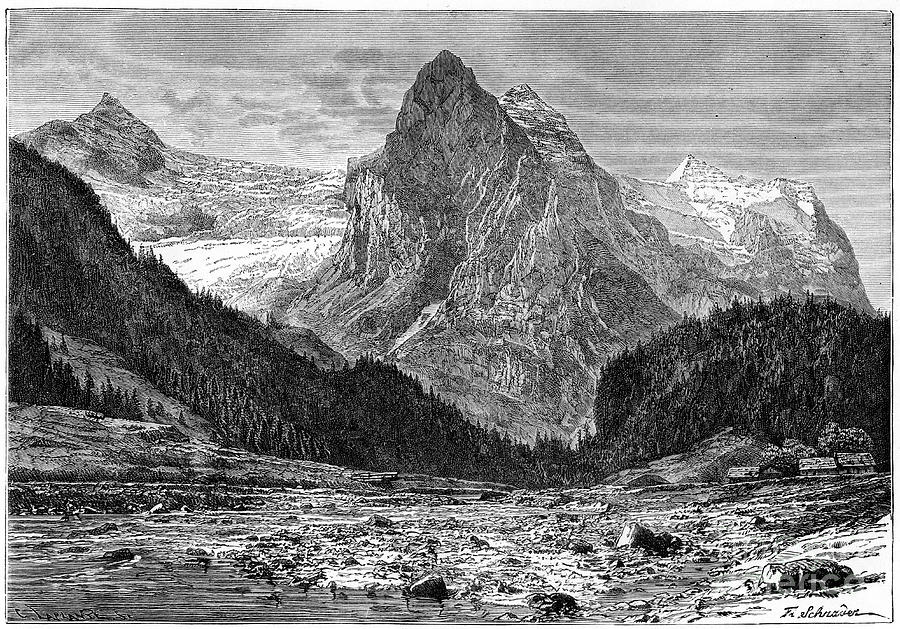 The Wellhorn And The Rosenlaui Glacier Drawing by Print Collector
