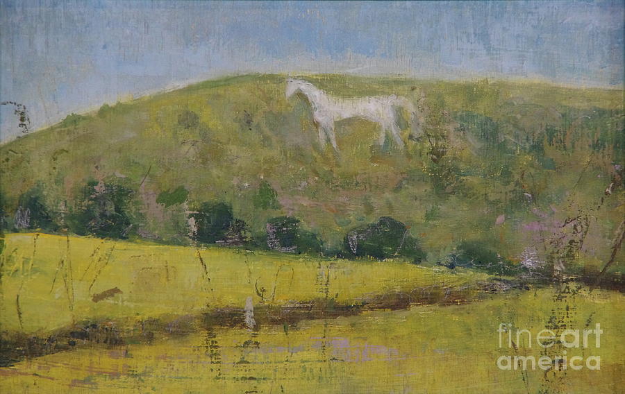 The White Horse Oil On Panel Painting by Ruth Addinall