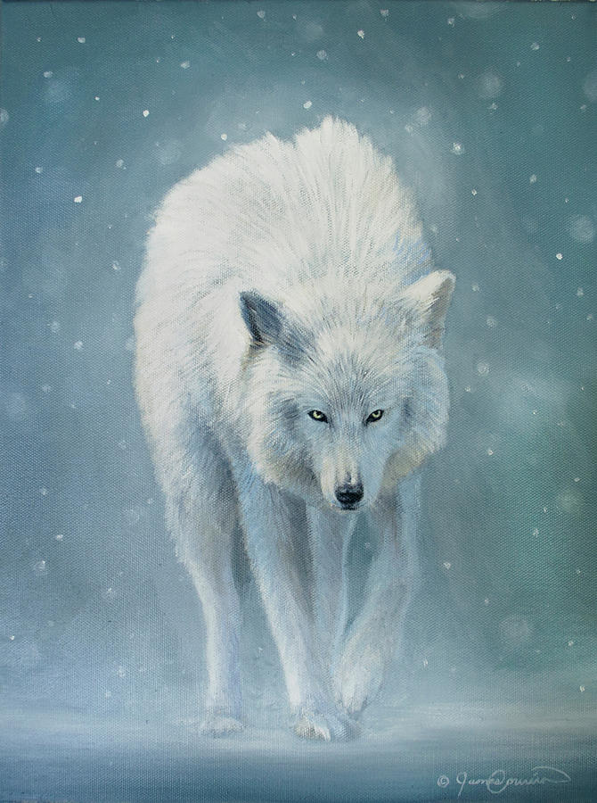 Wildlife Painting - The White Wolf by James Corwin Fine Art