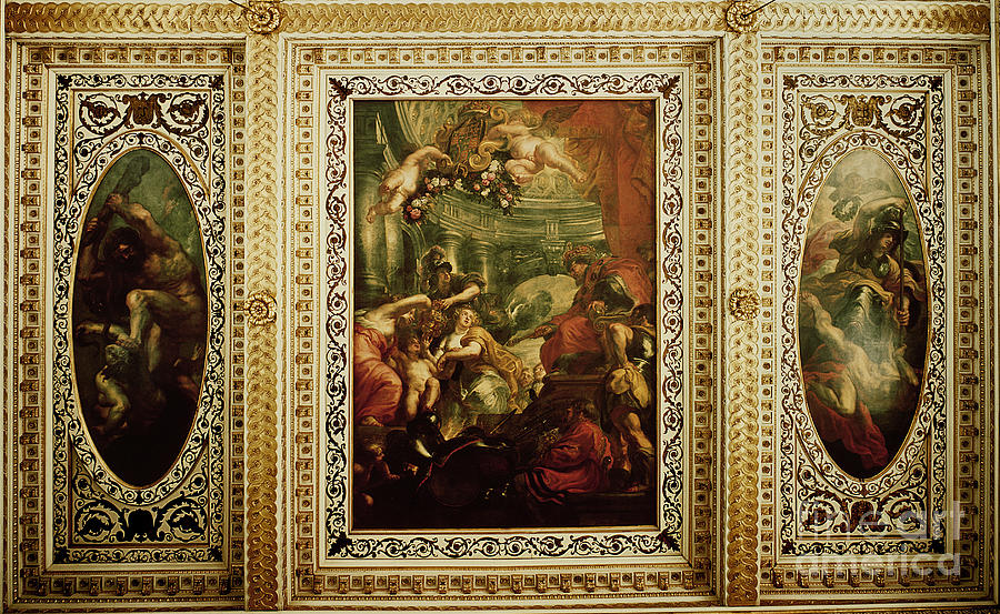 Peter Paul Rubens Painting - The Whitehall Ceiling: The Unification Of The Crowns, 1632-34 by Peter Paul Rubens