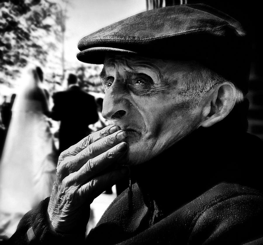 Black And White Photograph - The Widower by Piet Flour