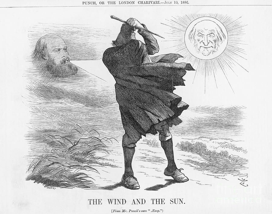 The Wind And The Sun, 1886. Artist Drawing by Print Collector