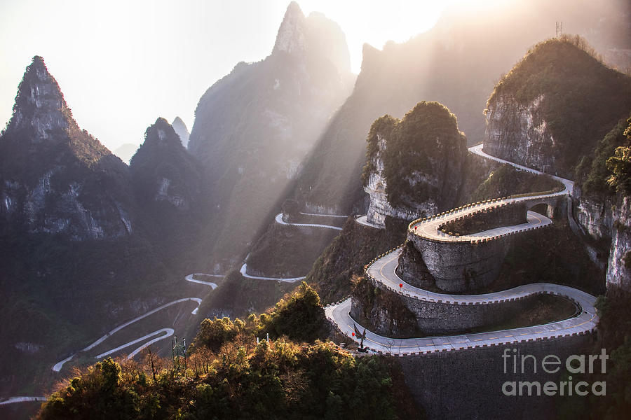 The Winding Road Of Tianmen Mountain Photograph by Kikujungboy - Fine ...