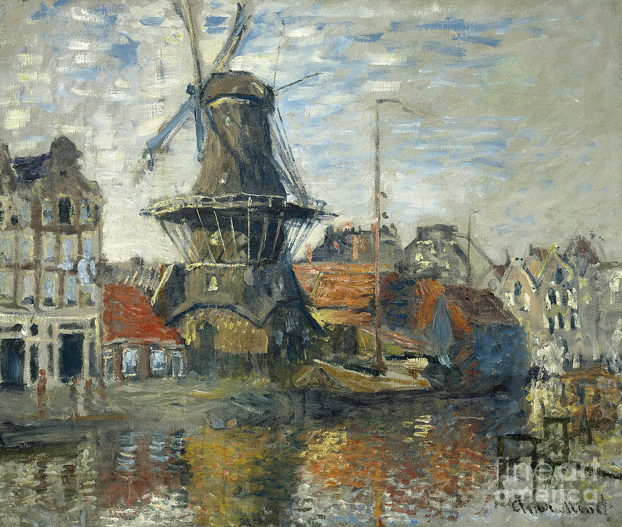 Claude Monet Painting - The Windmill, Amsterdam, 1871 by Claude Monet