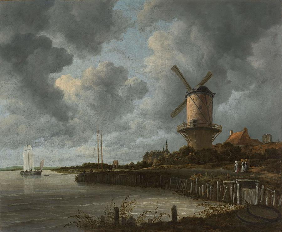 The Windmill at Wijk bij Duurstede. Painting by Jacob Isaacksz van Ruisdael -1628-1682-