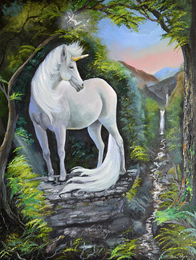 Unicorn Painting - The Wise Unicorn by Sue Clyne