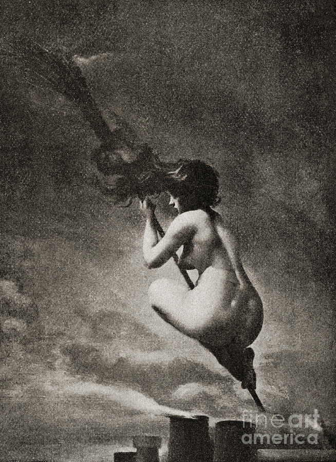 The Witch On Her Broomstick, 1909 Painting by Luis Riccardo Falero