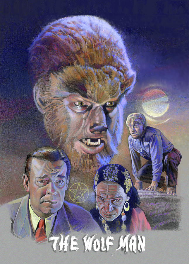 Movie Poster Drawing - The Wolf Man by D Robinson