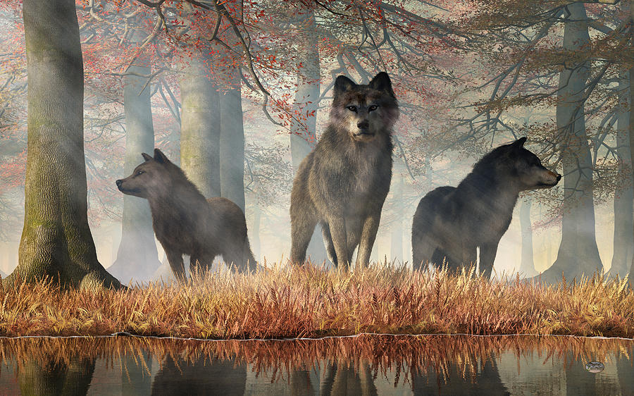 The Wolves of Autumn Digital Art by Daniel Eskridge