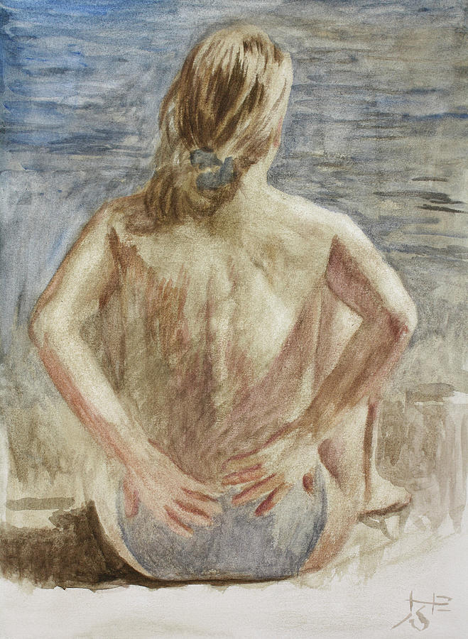 The Woman on the Beach Painting by Hans Egil Saele
