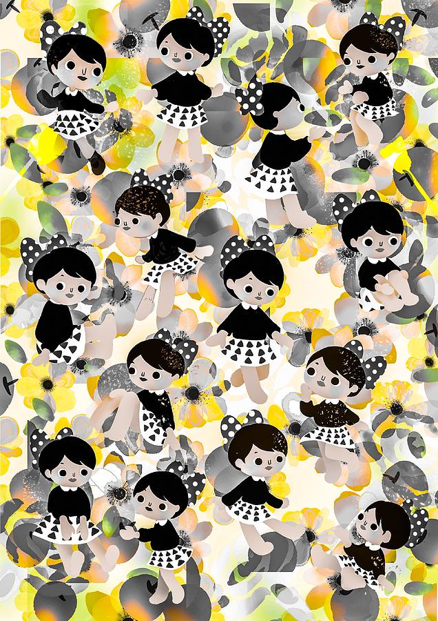 Flowers Still Life Digital Art - The Wonderful Flower World by Apple and Yellow flower by Elena Fujimoto