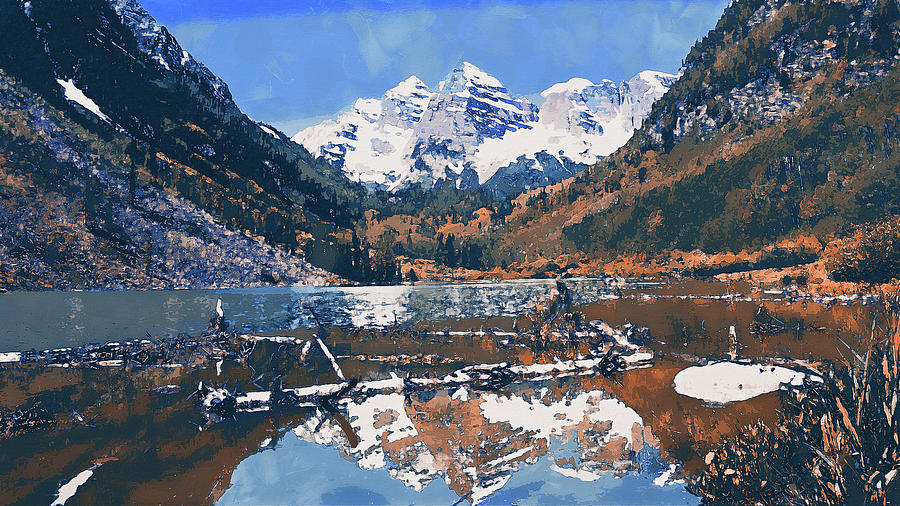 Nature Painting - The Wonderful Maroon Bells - 07 by AM FineArtPrints