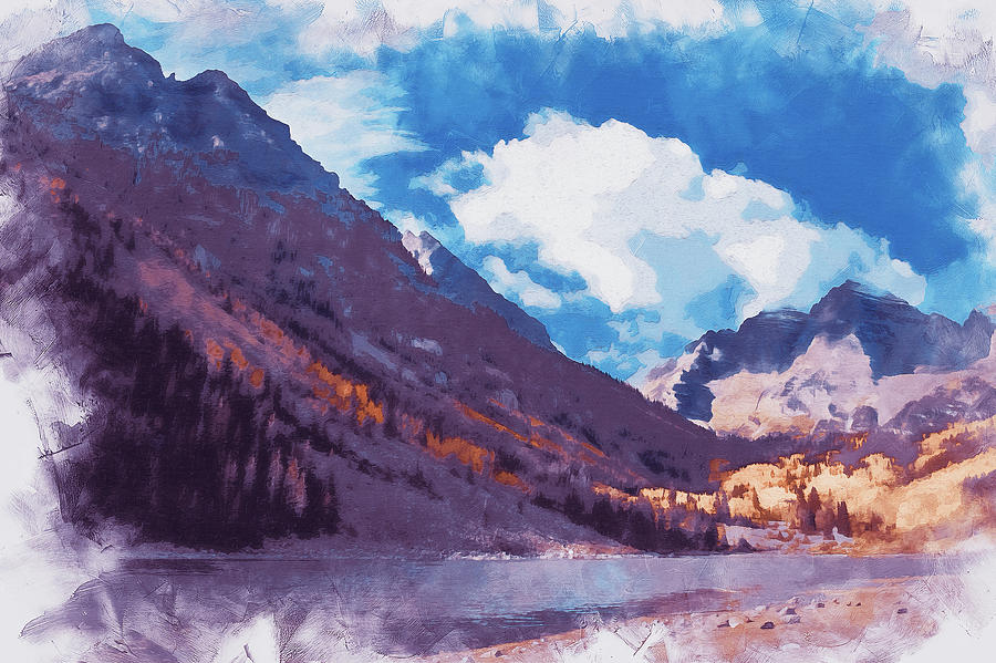 The Wonderful Maroon Bells - 10 Painting by AM FineArtPrints