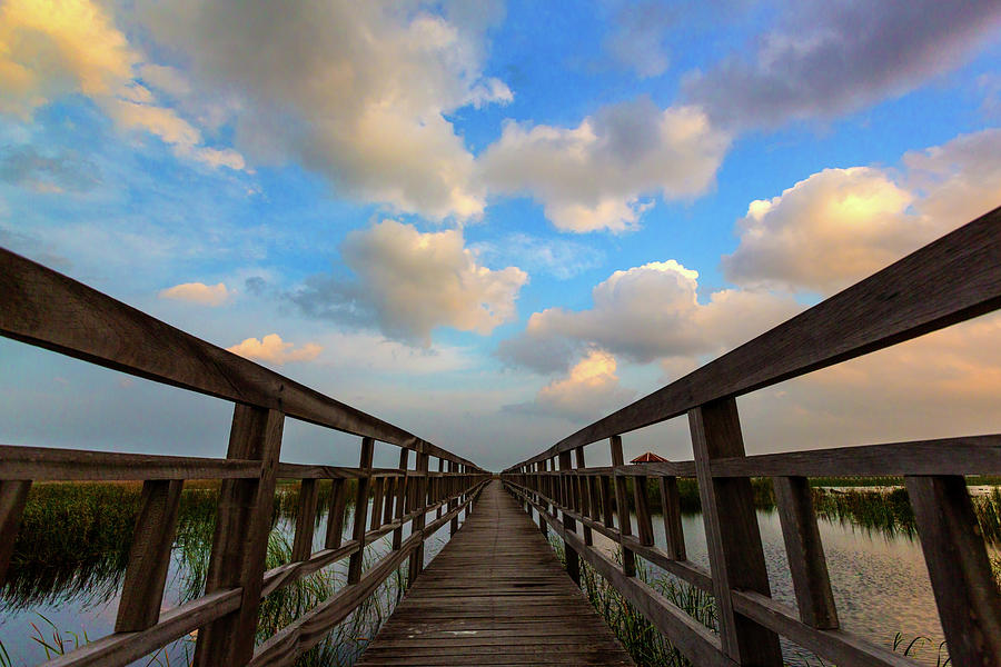 The Wood Bridge In Blue Sky Photograph by Arthit Somsakul