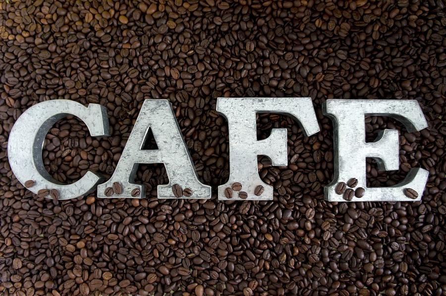 The Word cafe On Coffee Beans Photograph by Martina Schindler