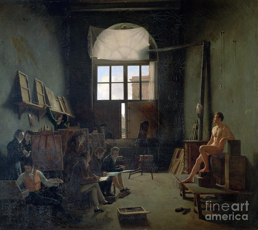 The Workshop Of David, 1814. Artist Drawing by Print Collector