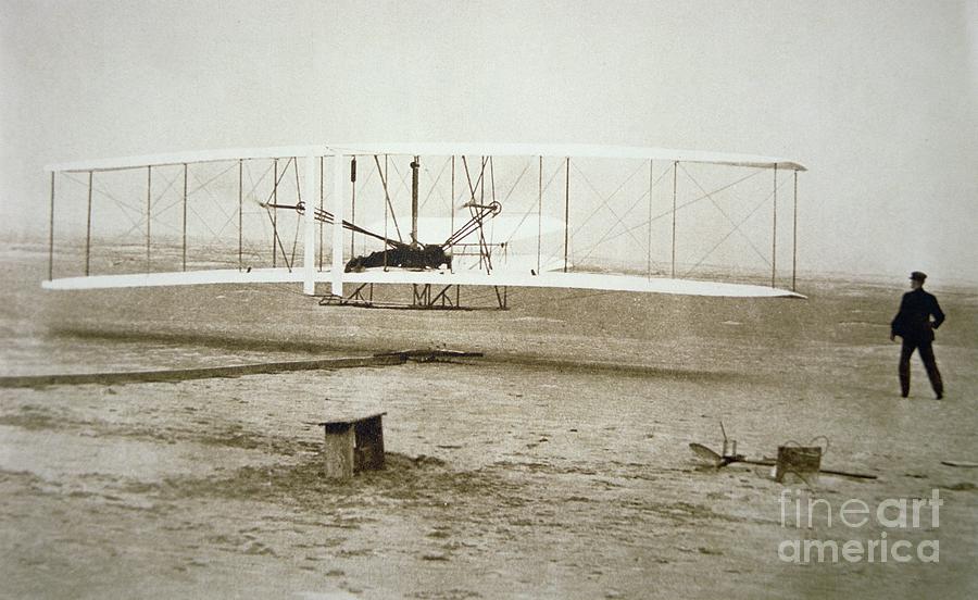 The Wright Brothers Making Their First Powered Flight, 17th December ...