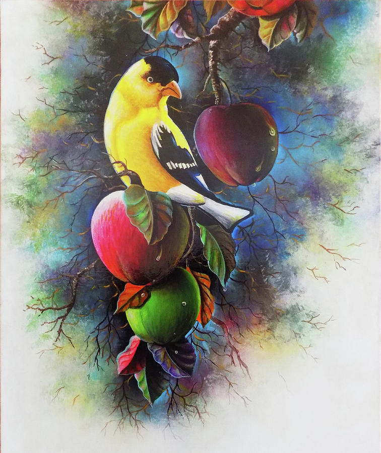 Fruit Drawing - The Yellow Bird by Asp Arts