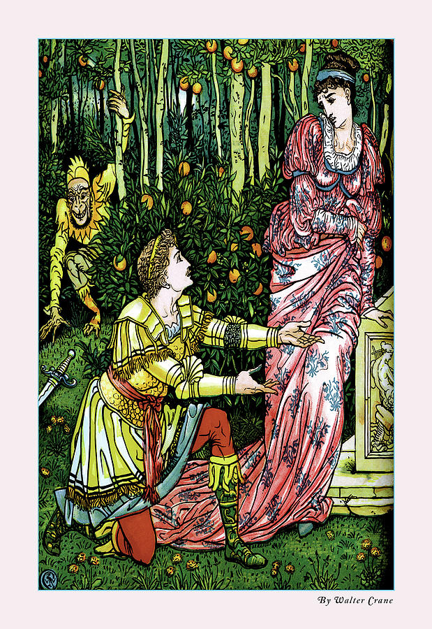 The Yellow Dwarf Watches As King Drops Sword Painting by Walter Crane