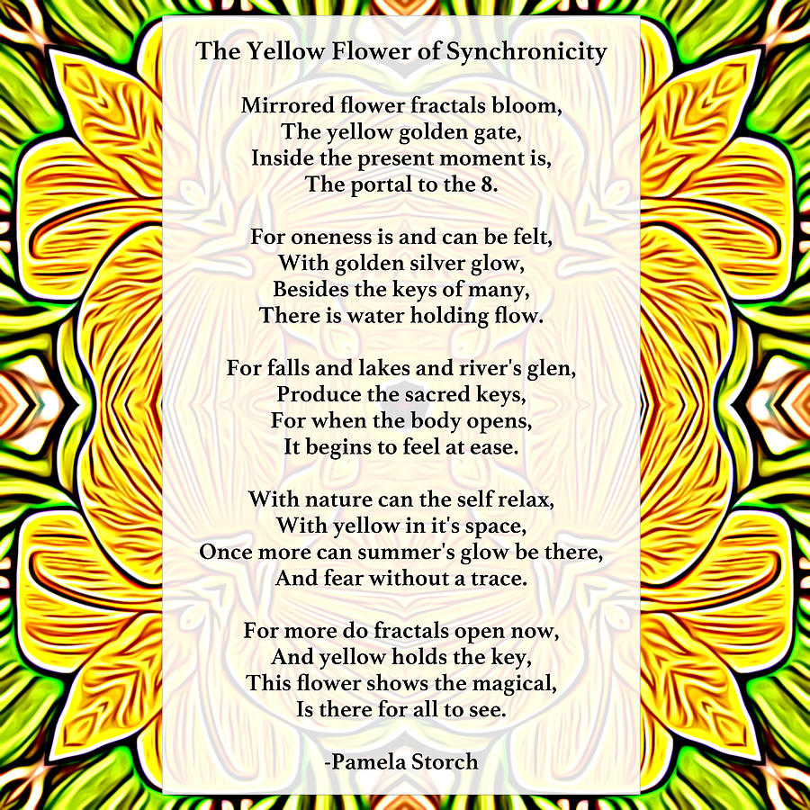 Flower Digital Art - The Yellow Flower of Synchronicity Poem by Pamela Storch