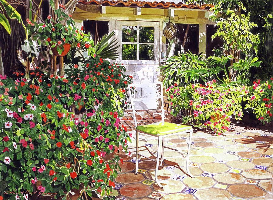 The Yellow Patio Chair Painting by David Lloyd Glover