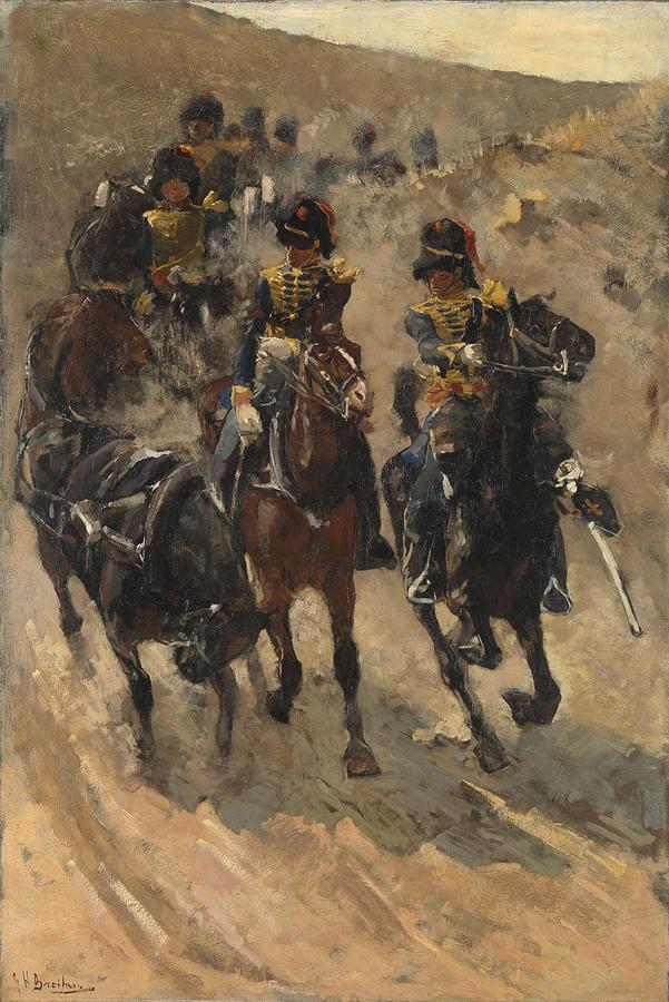 The Yellow Riders. Horse Artillery. Painting by George Hendrik Breitner -1857-1923-