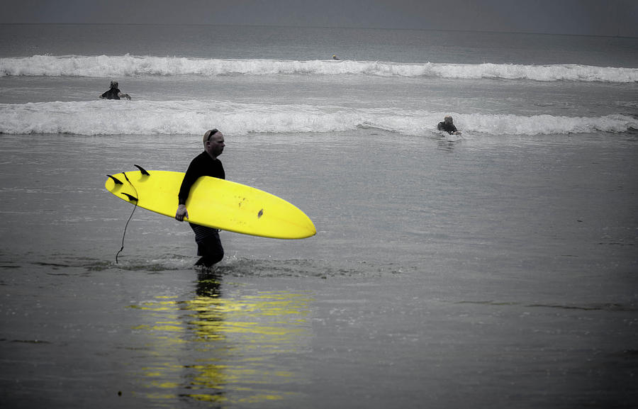 The Yellow Surfboard Photograph by Debra Kewley