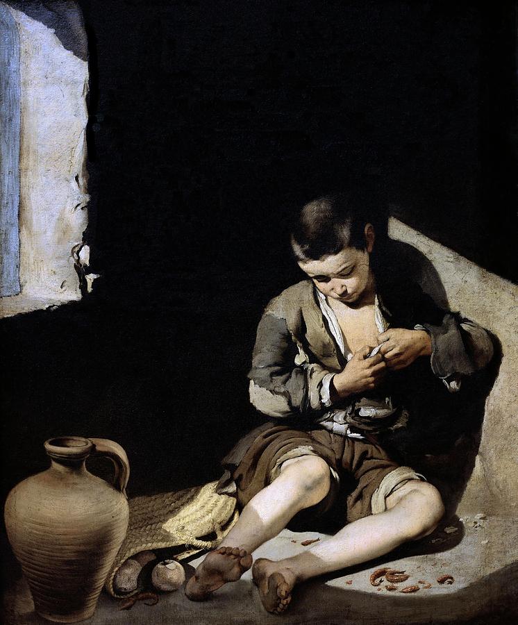The Young Beggar, 1645, Oil on canvas, 137 x 115 cm. Painting by Bartolome Esteban Murillo -1611-1682-