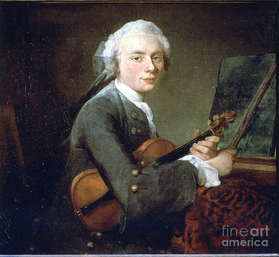 The Young Man In The Violin, Circa 1738. Portrait Of Charles Theodose Godefroy. Oil On Canvas By Jean Baptiste Simeon Chardin Painting by Jean-baptiste Simeon Chardin