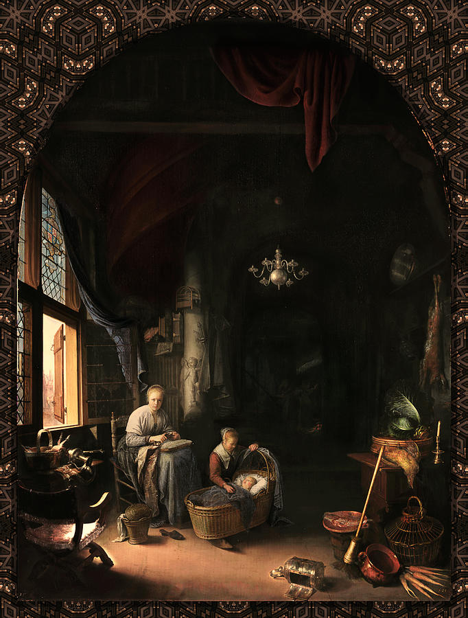 The Young Mother by Gerrit Dou Digital Art by Rolando Burbon