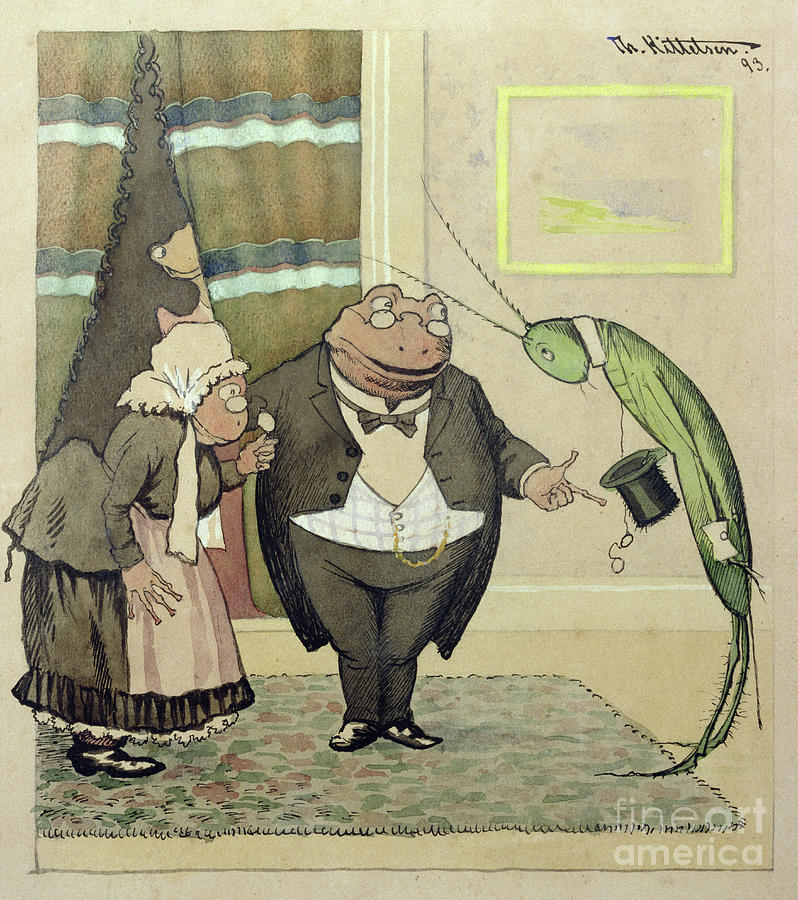 The Young Mr, Green Pays A Visit, 1893 Watercolor On Paper Painting by Theodor Kittelsen