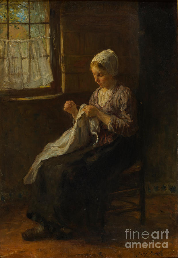 The Young Seamstress, C. 1880. Artist Drawing by Heritage Images