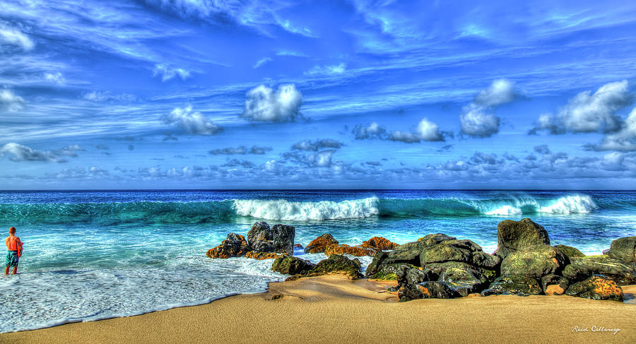 The Young Surfer Panorama North Shore Oahu Surfing Hawaii Seascape Art Photograph by Reid Callaway