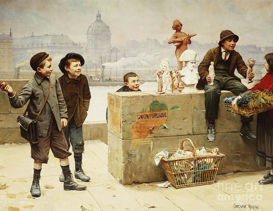 The Young Vendors Painting by Paul Charles Chocarne-moreau