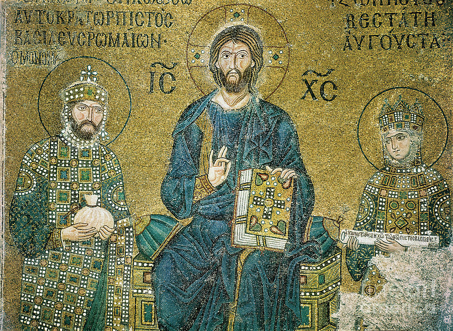Book Painting - The  Zoe Mosaic, Hagia Sophia, Istanbul, 11th Century Ce by Byzantine